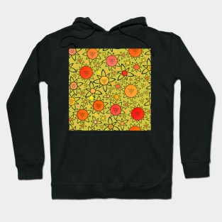 Flower Suns Warm on Yellow Green Repeat 5748 Hoodie